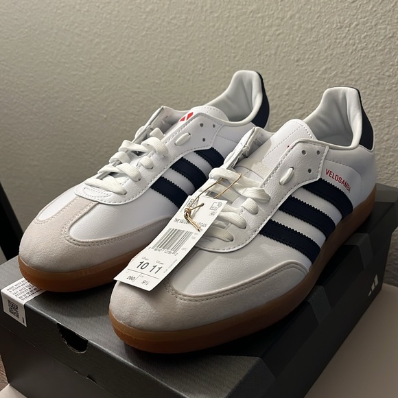 NWT Adidas The Velosamba Vegan Men's Shoes - White/Navy/Grey/Red - HP5399 - Picture 4 of 13